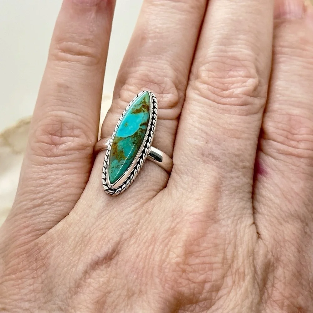 STERLING Silver Kingman Mohave Turquoise Ring